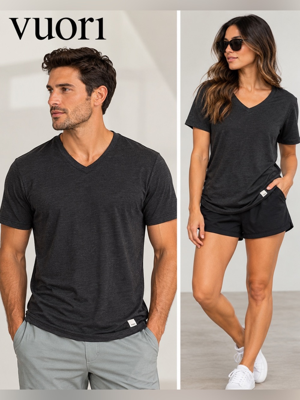 (#P) Vuori V-Neck Short Sleeve T-Shirt Dark Charcoal Gray No Size Tag